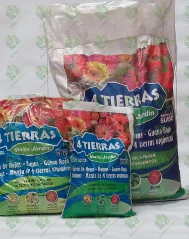 Bolsas de 2.5, 8 y 20.5 litros de tierra de hoja 4 Tierras Verito Jardín